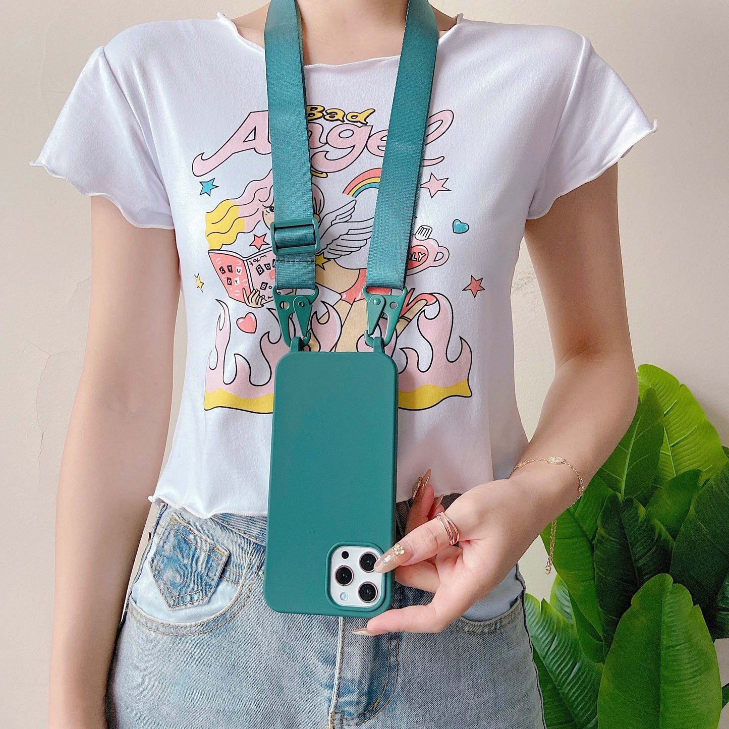 Lanyard Rope Crossbody Necklace Silicone Phone Case For iPhone