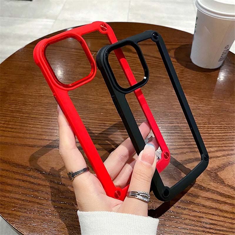 Hybrid Armor Shockproof Hard PC TPU Clear Phone Case For iPhone