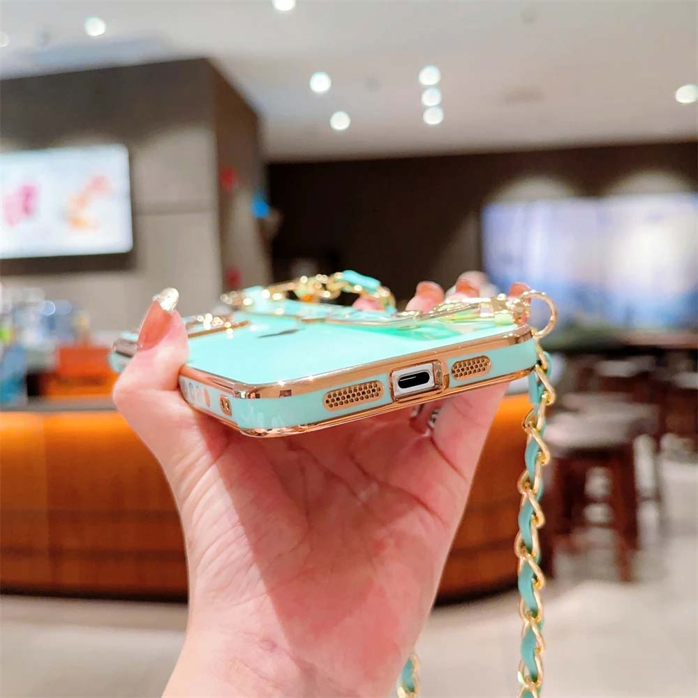 Soft Love Heart Necklace Wrist Strap Phone Case For iPhone