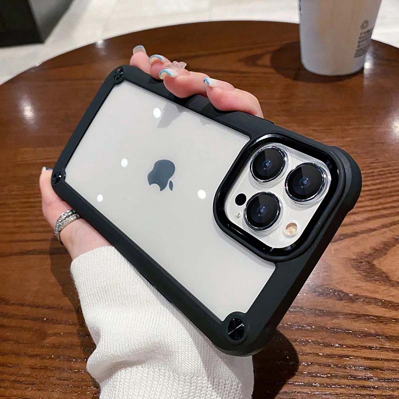 Hybrid Armor Shockproof Hard PC TPU Clear Phone Case For iPhone