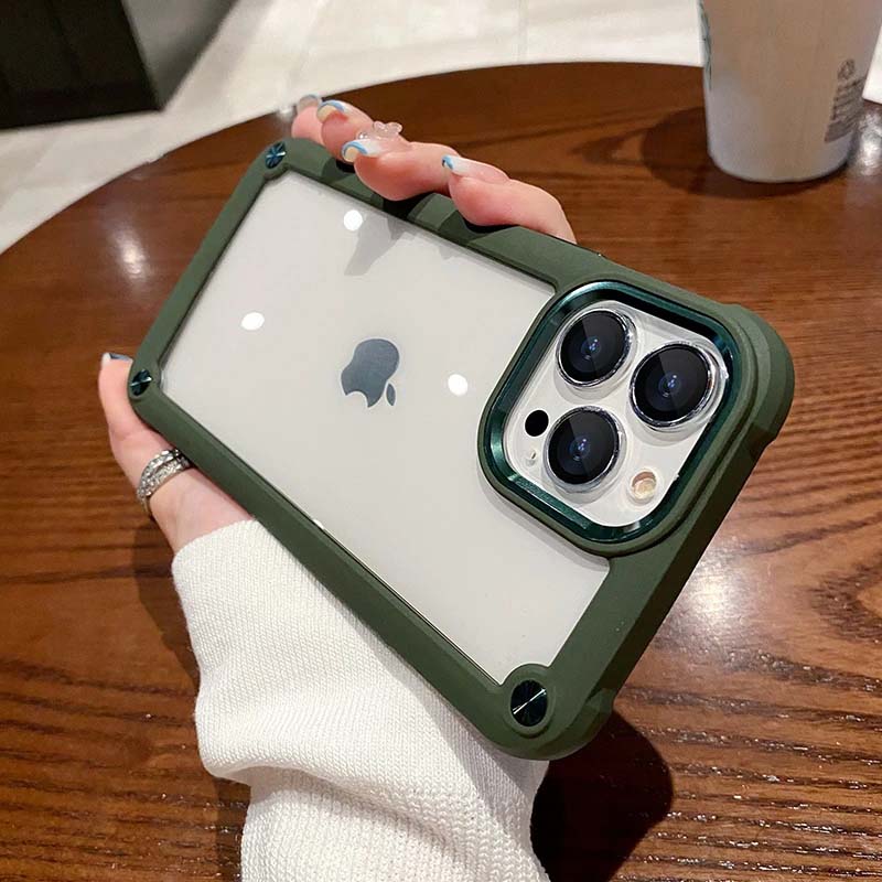 Hybrid Armor Shockproof Hard PC TPU Clear Phone Case For iPhone