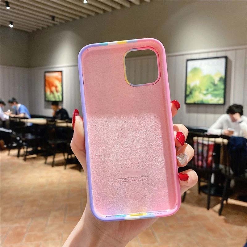 Rainbow Pattern Liquid Silicone Phone Case For iPhone