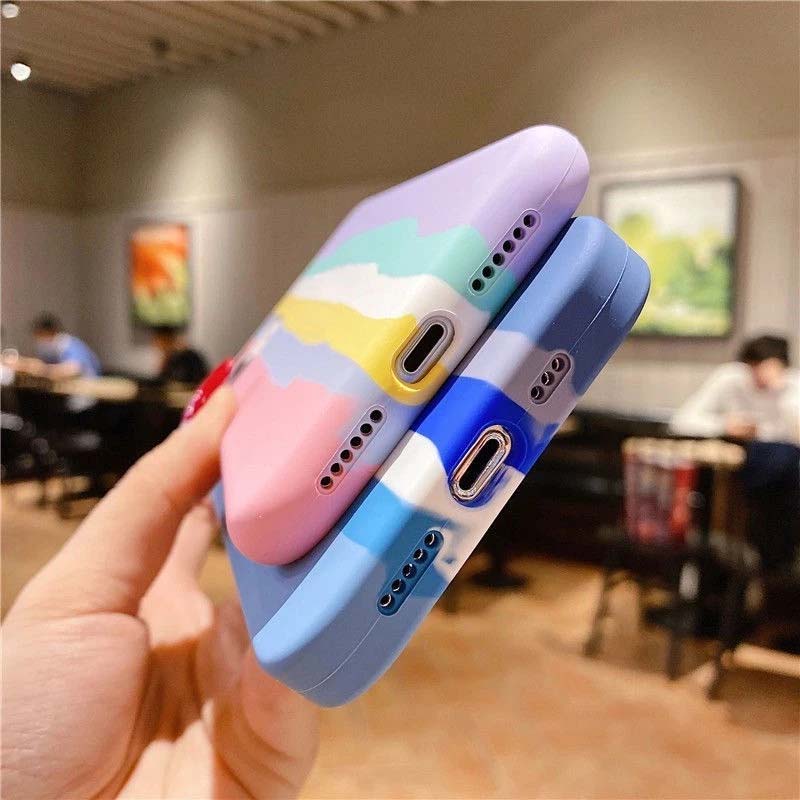 Rainbow Pattern Liquid Silicone Phone Case For iPhone