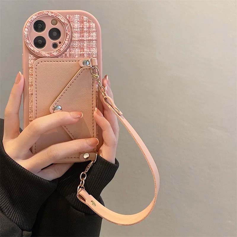 Leather Wrist Strap Wallet Holder Slot Phone Cases For iPhone