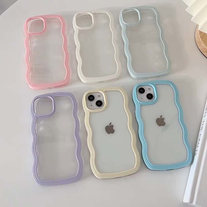 Soft Wavy Lines Candy Bumper Transparent Cases Cover Phone Case For iphone 15 Pro Max