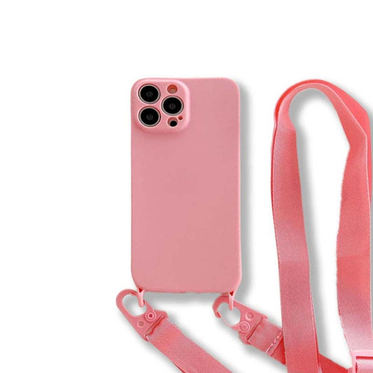 Crossbody Strap Candy Silicone Phone Case For iPhone 15