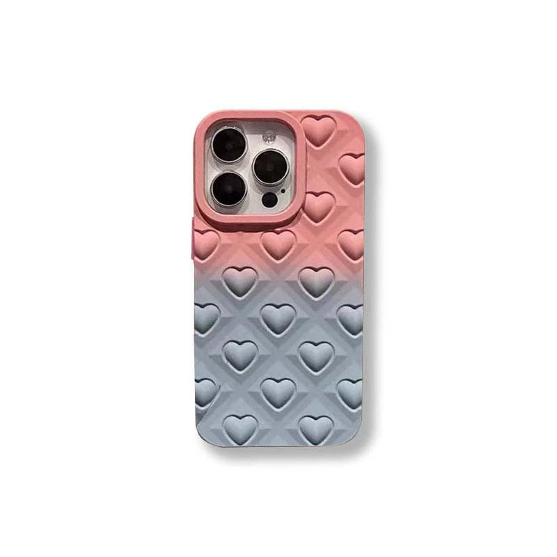 3D Love Heart Patchwork Gradient Phone Case For iPhone