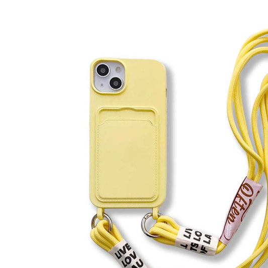 Lanyard Strap Card Holder Candy Soft Silicone Phone Case For iPhone