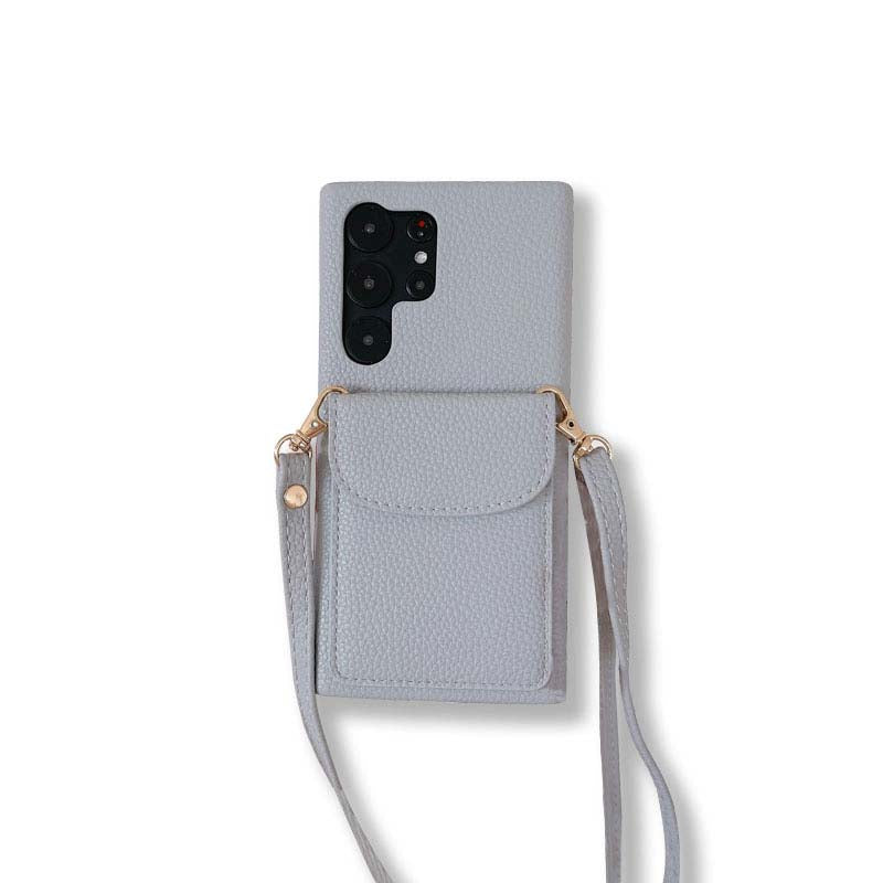 Leather Shoulder Strap With Wallet Phone Case For Samsung Galaxy