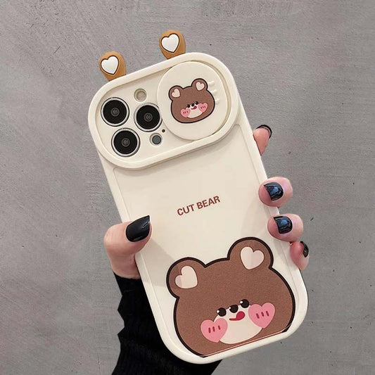 Cute Cartoon Eyes Sliding Camera Soft Phone Case for iPhone