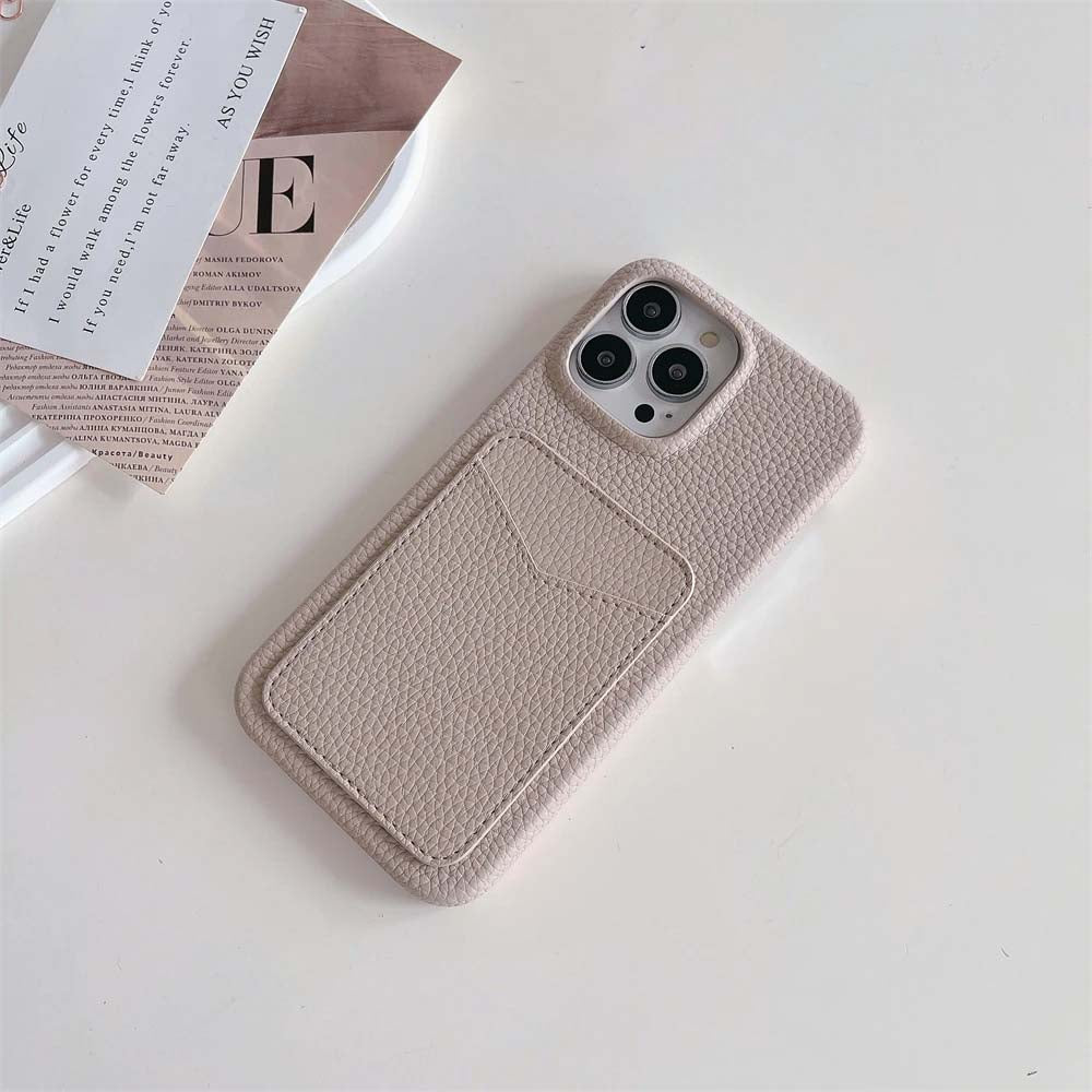 Lychee Leather Card Wallet Holder Slot Phone Cases For iPhone