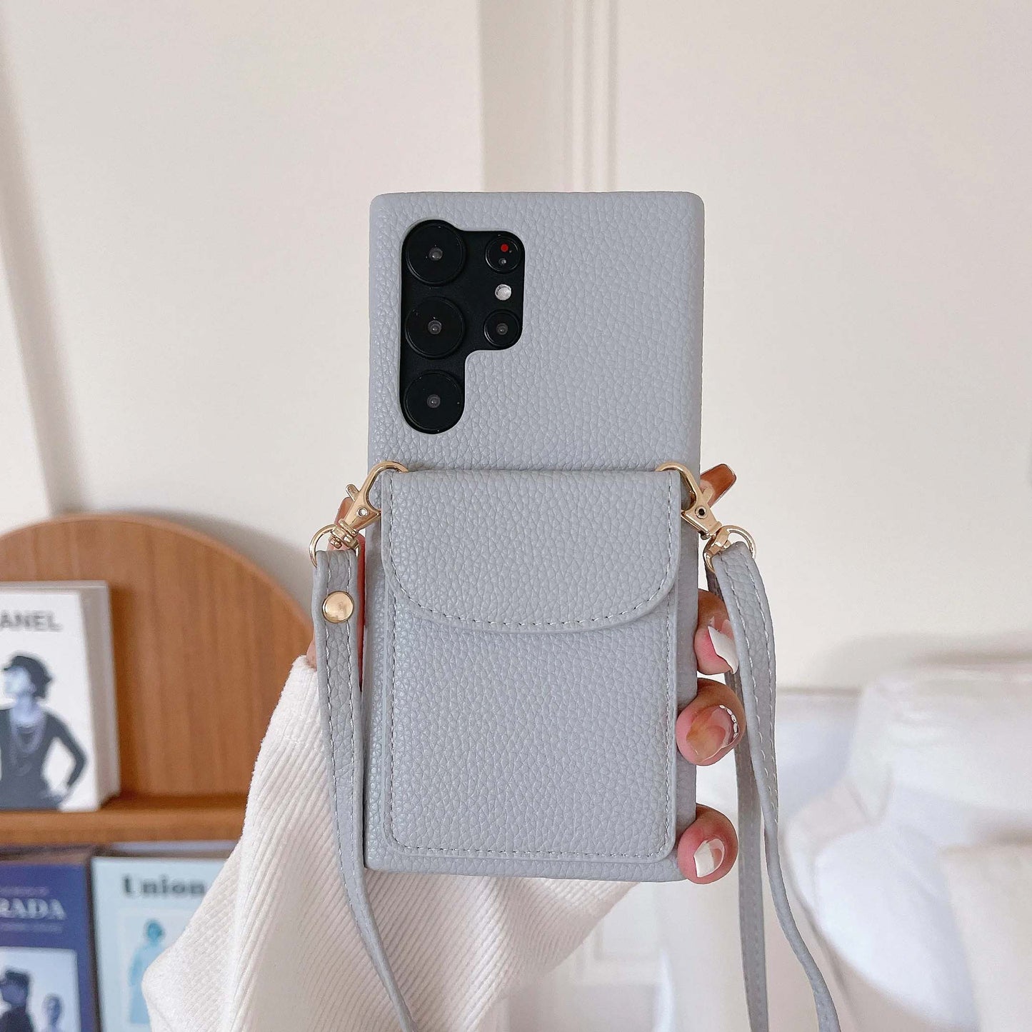 Leather Shoulder Strap With Wallet Phone Case For Samsung Galaxy