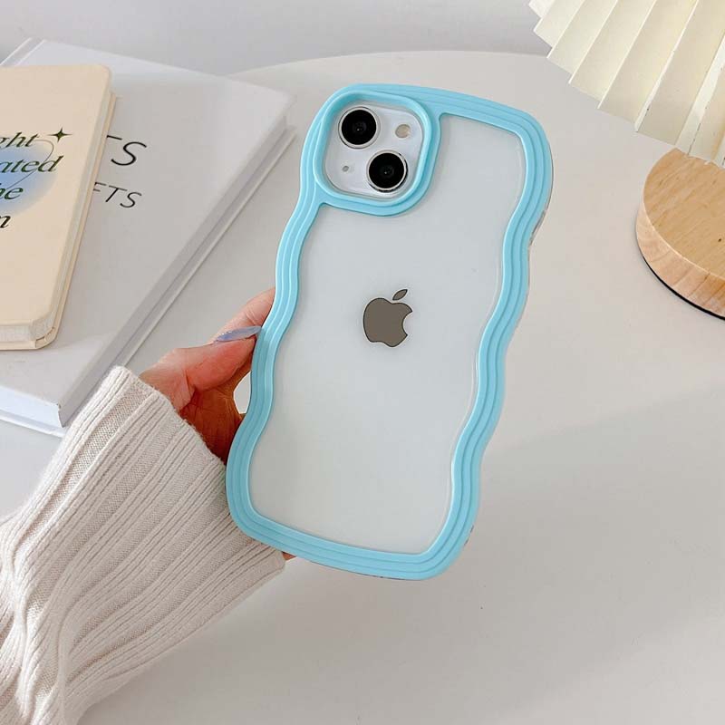 Soft Wavy Lines Candy Bumper Transparent Cases Cover Phone Case For iphone 15 Pro Max