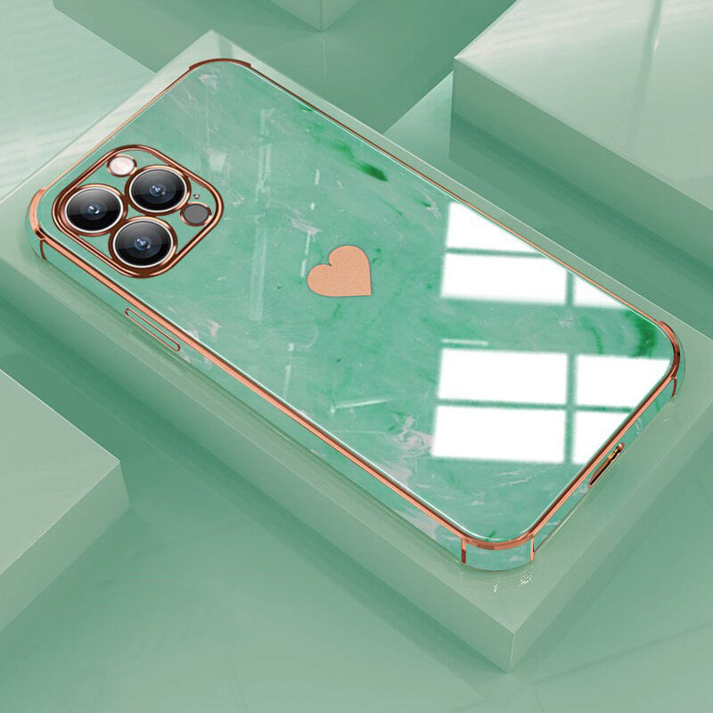 Love Heart Marble Phone Case For iPhone