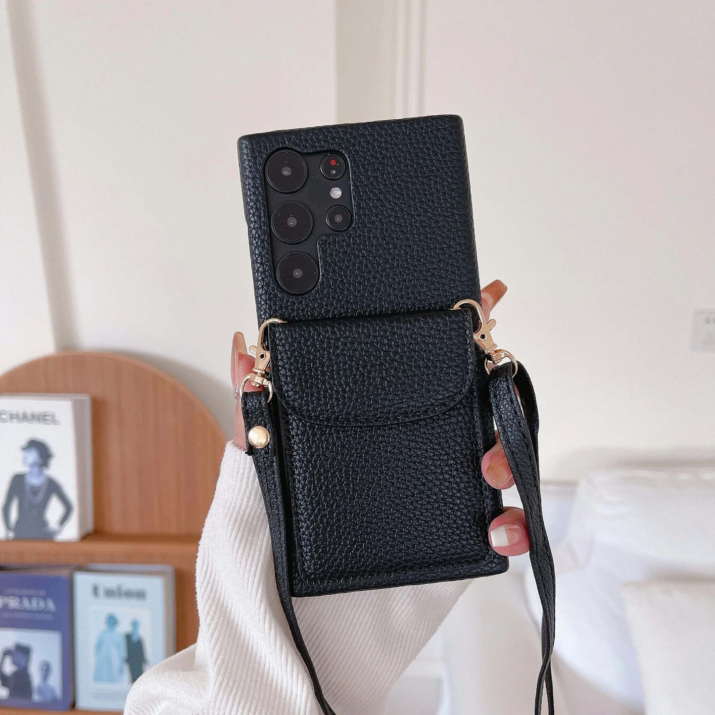 Leather Shoulder Strap With Wallet Phone Case For Samsung Galaxy