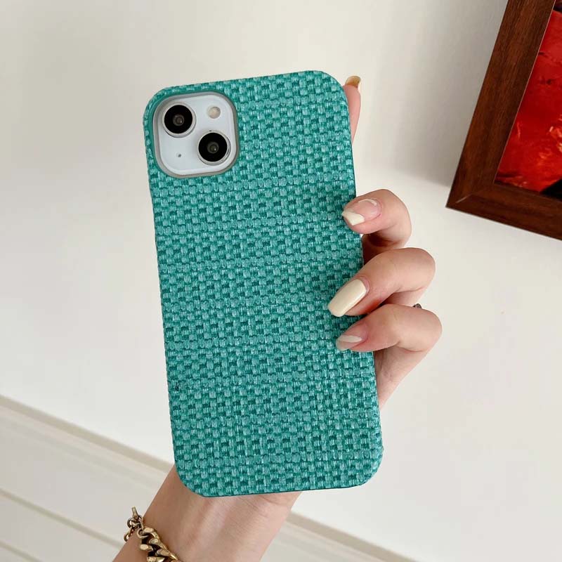 Knitted Solid Color PC Hard Phone Case For iPhone