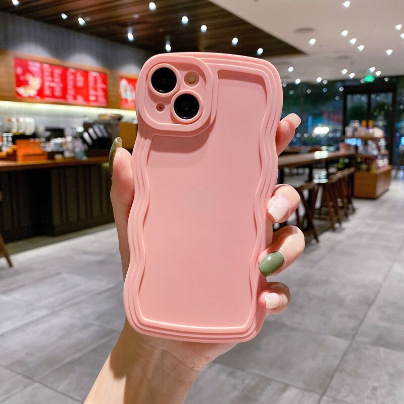 Soft Candy Silicone Wavy lines Phone Case For iPhone