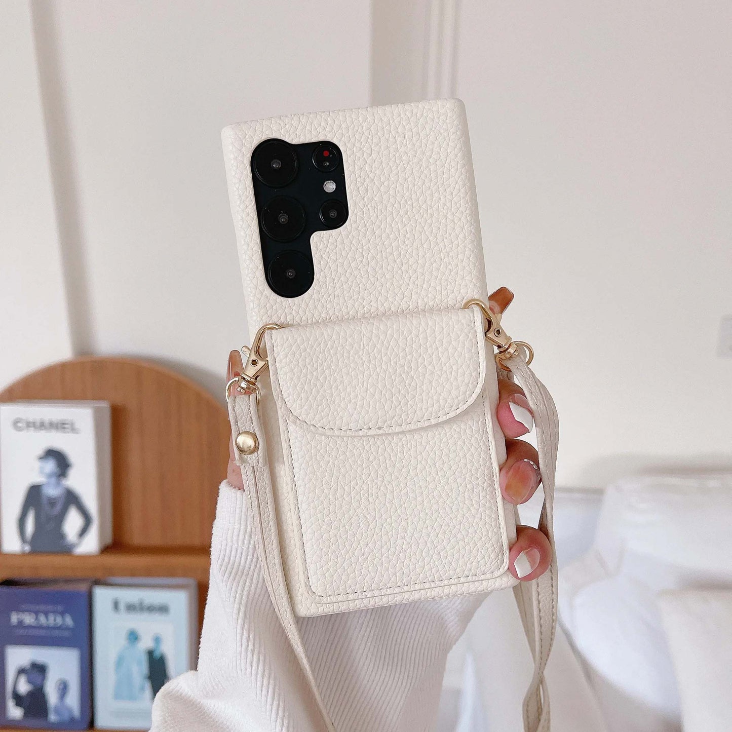 Leather Shoulder Strap With Wallet Phone Case For Samsung Galaxy