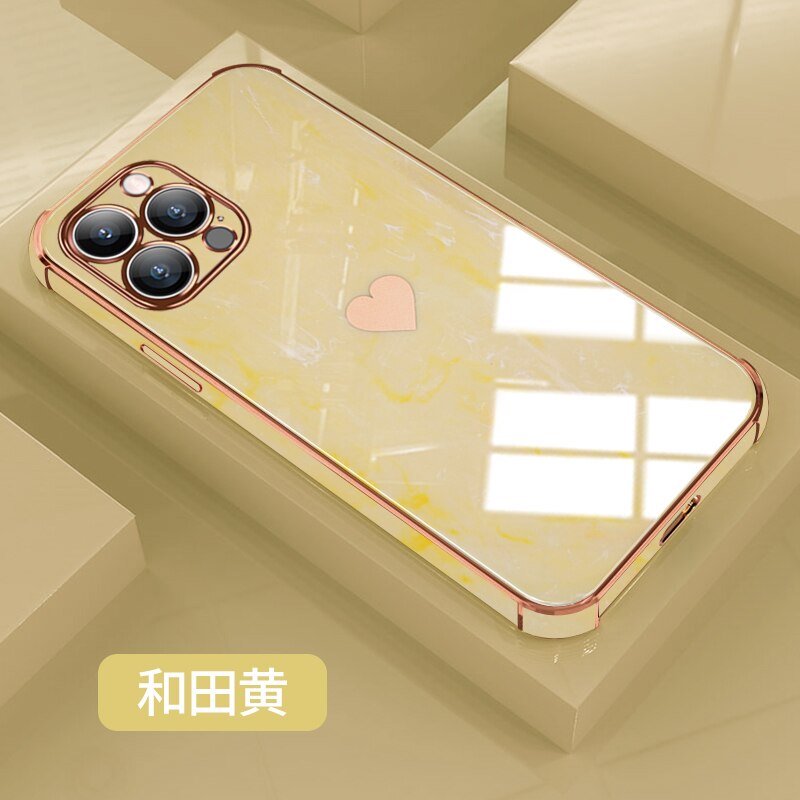 Love Heart Marble Phone Case For iPhone