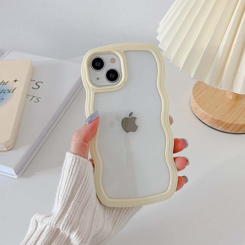 Soft Wavy Lines Candy Bumper Transparent Cases Cover Phone Case For iphone 15 Pro Max