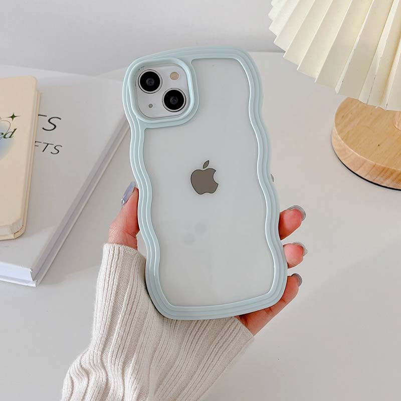 Soft Wavy Lines Candy Bumper Transparent Cases Cover Phone Case For iphone 15 Pro Max