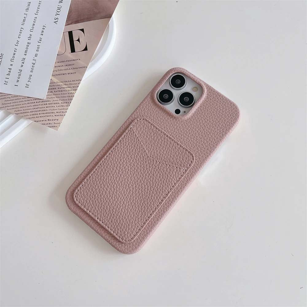 Lychee Leather Card Wallet Holder Slot Phone Cases For iPhone