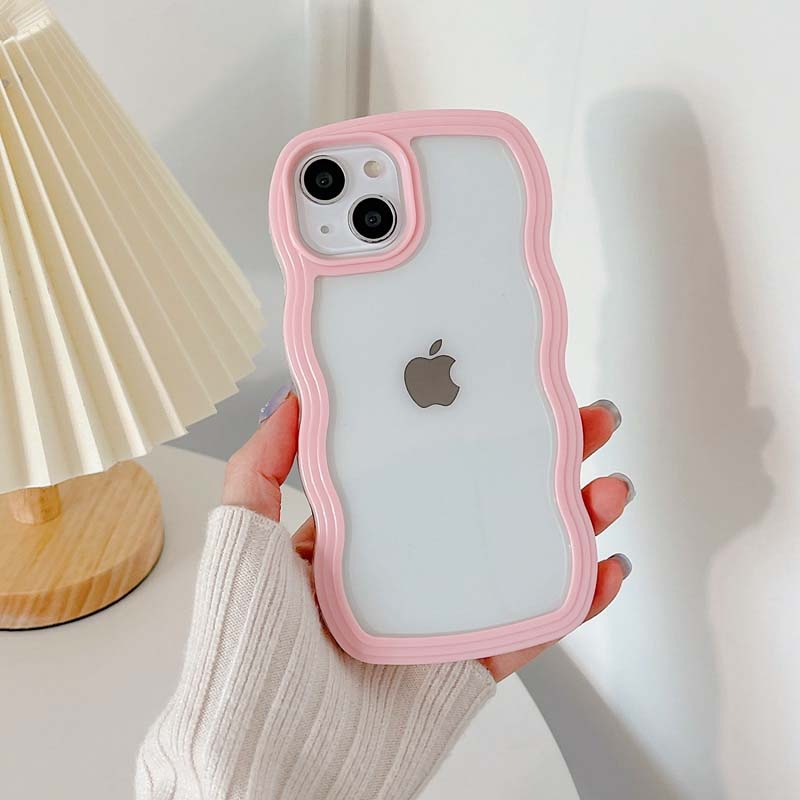 Soft Wavy Lines Candy Bumper Transparent Cases Cover Phone Case For iphone 15 Pro Max